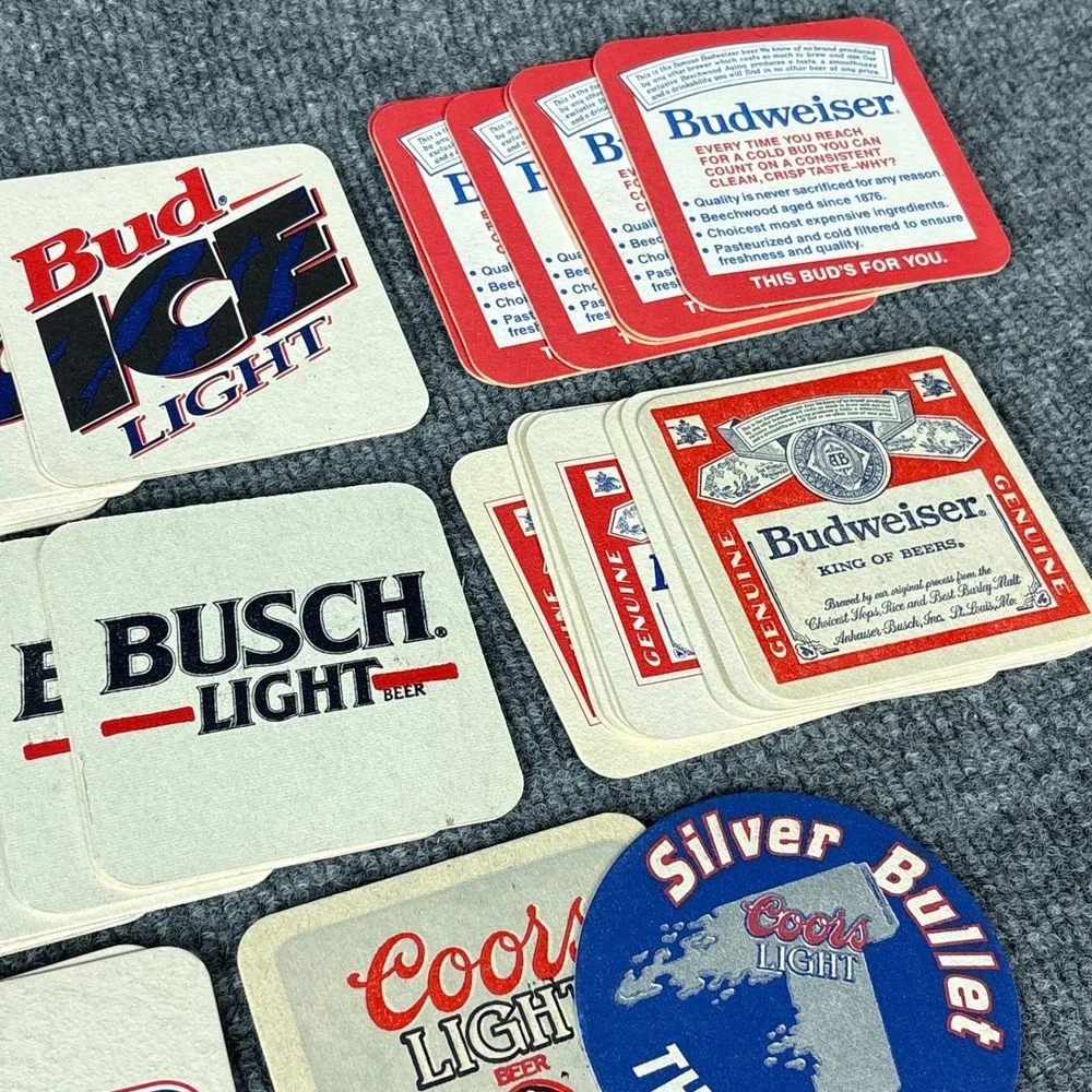 Vintage Beer Coasters Lot 70+ Budweiser Michelob PBR Busch Coors Barware